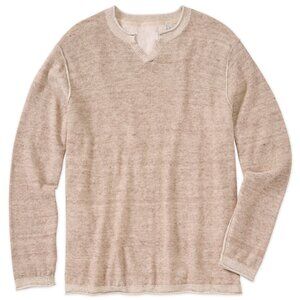 Borgo28 Sand Cotton-Linen Notch Neck Sweater